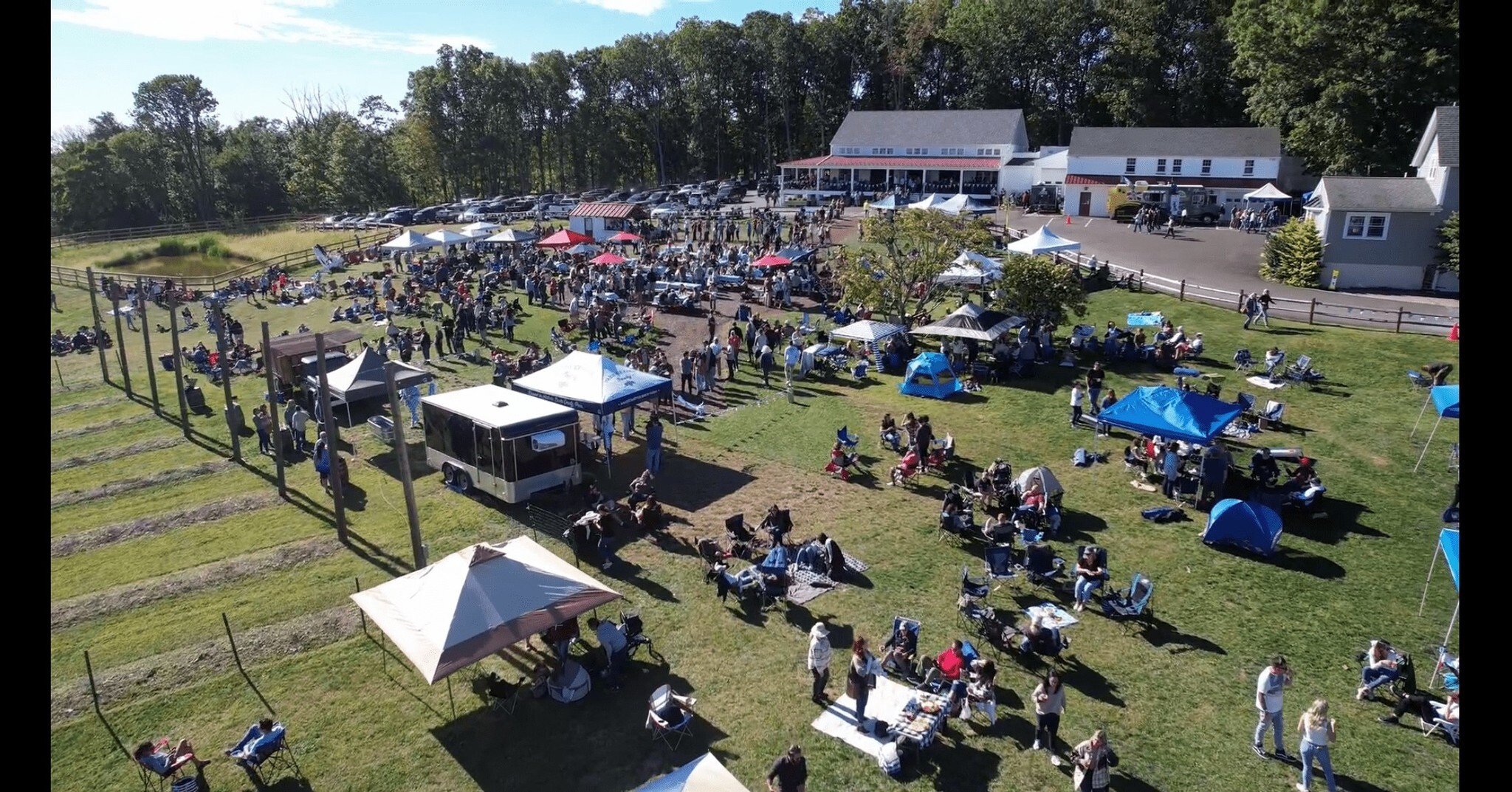 An overhead photo of Haze Fest in the Biergarten at Warwick Farm Brewing